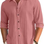 FINIVO FASHION Men's Solid Regular Fit Shirt (PCN_222_Peach_XL