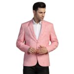 TAHVO Men's Regular Fit Blazer Linen Blend – Single Breasted Blazer for Men, Side Vents - Ideal for All Purpose Causal, Formal, Festival, Party and Wedding, Pink, Size-M